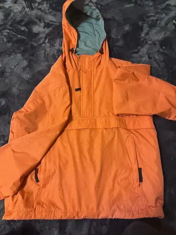 올드 UNIQLO 하프 지퍼 나일론 아노락 오렌지