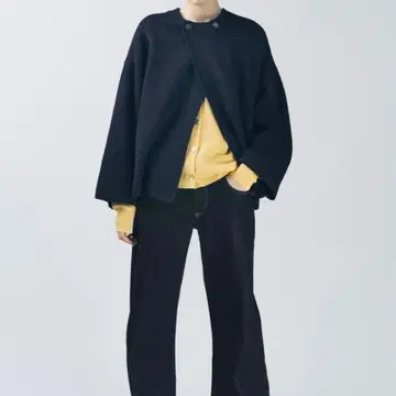 [ ZARA ] 메탈 클로징 니트 자켓 S 네이비