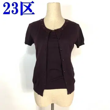 23구 앙상블 반팔 가디건 슬리브리스 보라색 38 C7212