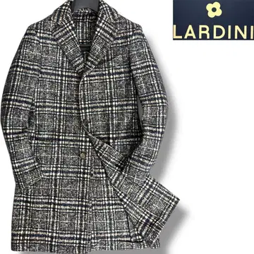 J4029 미사용 라르디니 알파카 체크 무늬 체스터 코트 네이비 46