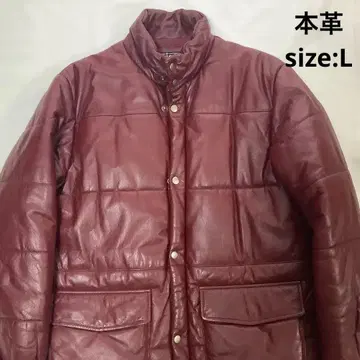 90s 빈티지 천연 가죽 소가죽 가죽 충전솜 자켓 와인 레드 L