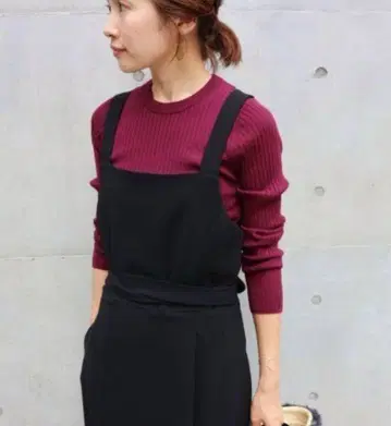 새상품급 IENA 하이 게이지 6*3 리브 크루넥 풀오버 니트 퍼플