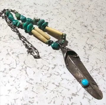 de37 터콰이즈 페더 실버 목걸이