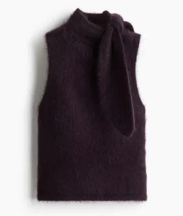 H&M 모헤어 블렌드 스카프 칼라 상의 다크 퍼플