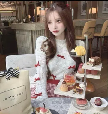 완판템 셋업 red velvet ribbon knit