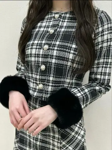 퍼 자켓 x 미니 스커트 체크 무늬 트위드 셋업 [ta090]