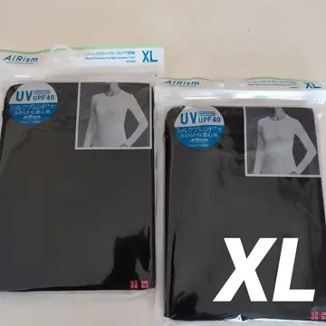 UNlQLO 에어리즘 UV컷 크루넥T 긴팔 XL 2장 블랙 실크