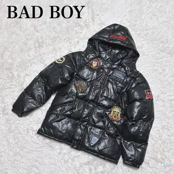 BAD BOY 배지 자수 다운 자켓 L 사이즈 와펜 블랙