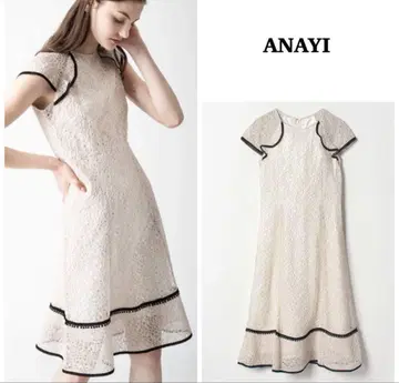 ANAYI 아이보리 레이스 슬리브리스 원피스