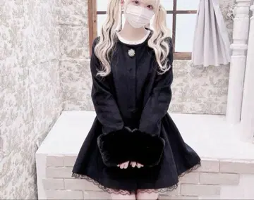 MARS 이모 콜라보 비쥬 부착 플레어 롱 코트 black 지뢰계