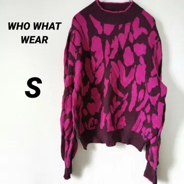 WHO WHAT WEAR [ S ] 애니멀 프린트 니트 핑크 스웨터