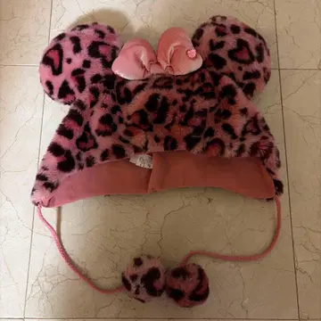 디즈니 팬 캡 레오파드 무늬 핑크