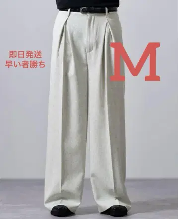 CLEL 린넨 블렌드 3D 턱 슬랙스 내추럴 M 사이즈