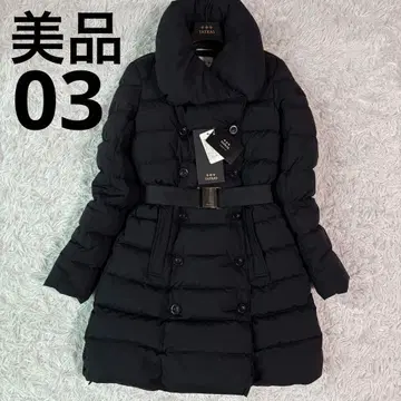 새상품급 타트라스 다운 코트 로아냐 숄카라 A라인 벨트 블랙