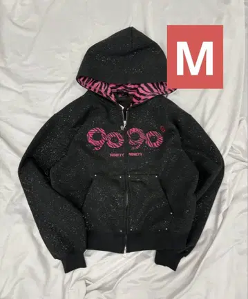 9090 girl OG Logo Glitter Zip Hoodie