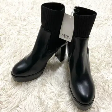 미사용 새상품 AZUL BY MOUSSY 삭스 부츠 가죽 LL 블랙