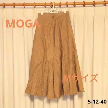 MOGA 여성용 체크 무늬 플레어 스커트 베이지 M 사이즈