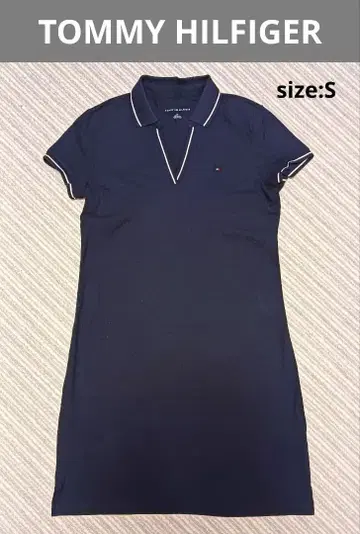 TOMMY HILFIGER 반팔 폴로 셔츠 원피스 size:S 네이비