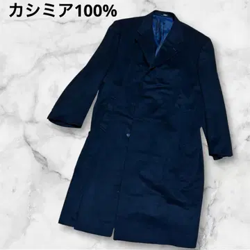 SEIBU 세이부 백화점 캐시미어 100% 더블 체스터 코트 네이비