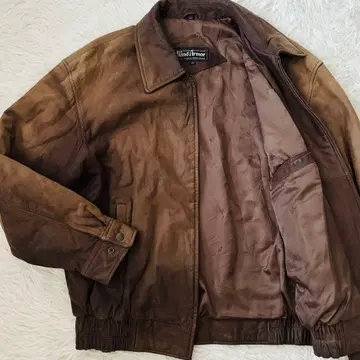 새상품급 윈드아머 카우 가죽 자켓 LL 로고 지퍼 브라운