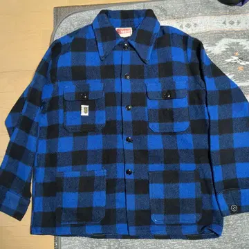 Regent 파랑 블랙 체크 플란넬 셔츠 매키노 자켓