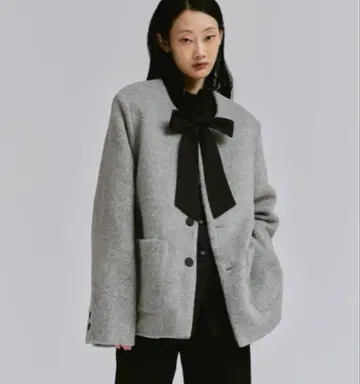 FEKETE 노카라 울 샤기 자켓