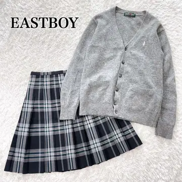 새상품급 이스트 보이 가디건 체크 플리츠 스커트 셋업