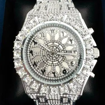 새상품 남성용 손목시계 실버 고급 럭셔리 블링블링 고품질 워치