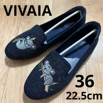 비바 VIVAIA 코알라 자수 플랫슈즈 펌프스 라메 22.5
