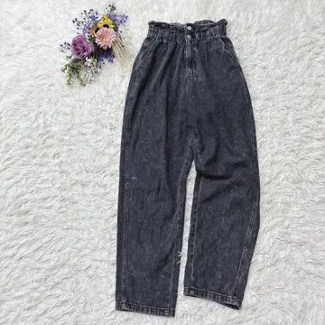 위고 스탠다드 하이웨스트 데님 팬츠 청바지 허리밴딩 그레이