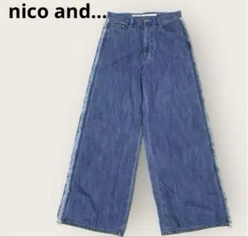 니코앤드 nico and - 사이드 프린지 스트레이트 와이드 데님 청바지