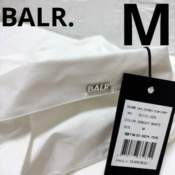 새상품 BALR. 슬림 셔츠 헥스 시리즈 M 긴팔 셔츠 로고 화이트