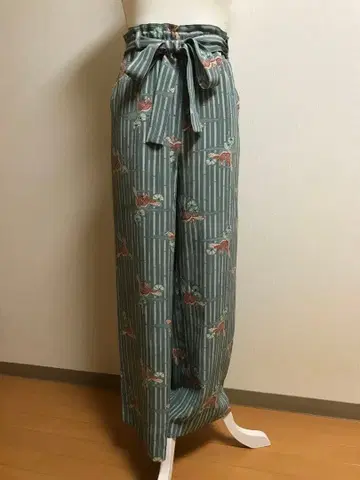 와이드 팬츠 기모노 리메이크 코몬 말차