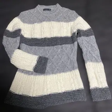 ZARA MAN 케이블 니트 스웨터 M 그레이/화이트