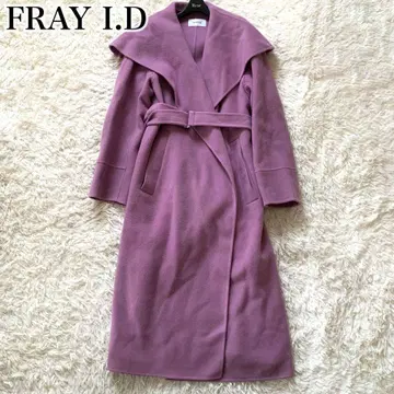 컨디션 최상 FRAY I.D 현행 리버 코트 빅 칼라 롱 핑크