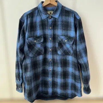 00's FIELD&STREAM 파랑블랙 옴브레 헤비 플란넬 셔츠
