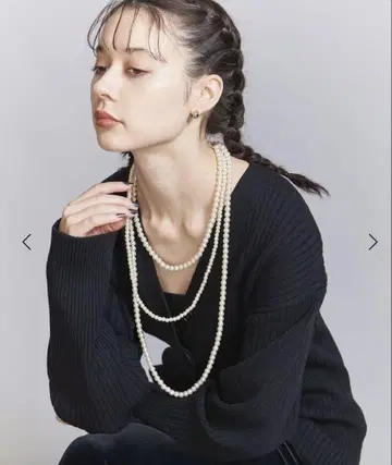 BEAUTY&YOUTH 펄 모티브 3연 롱 목걸이