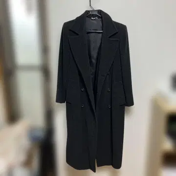 PRISMALAI 블랙 울 롱 코트
