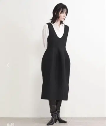 이우엔마토후 폴리에스테르 코쿤 니트 원피스