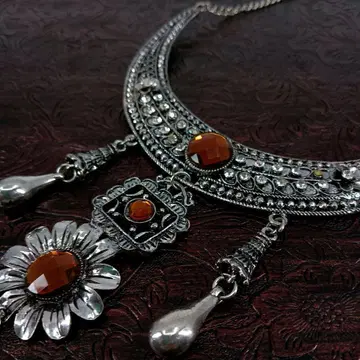 빈티지 실버 지르코니아 플라워 목걸이 앤티크 레트로