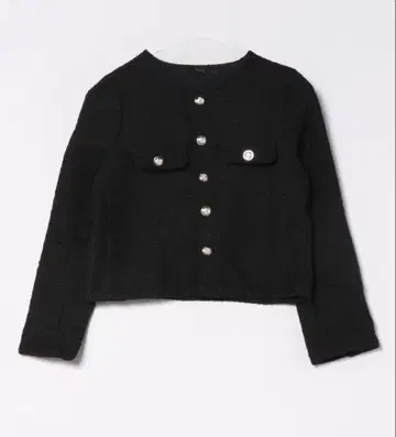 새상품급 블랙 노카라 자켓 트위드풍