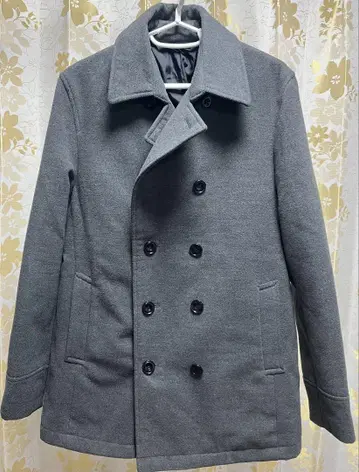 그레이 더블 브레스트 피 코트