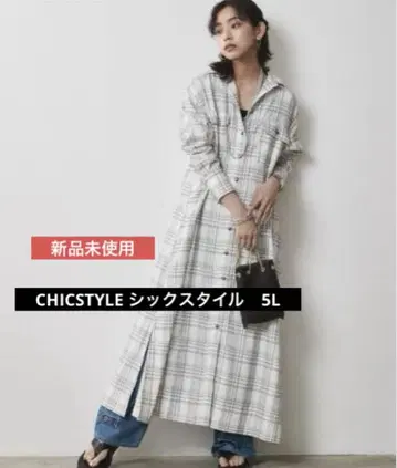CHICSTYLE 시크스타일 맥시 길이 체크 셔츠 원피스 5L