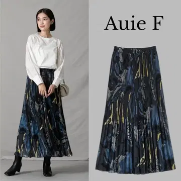 미사용급 그레디 브릴리언트 Auie F 리프 프린트 플리츠 스커트