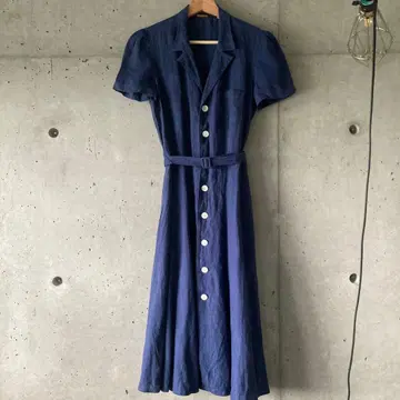 네이비 반팔 셔츠 원피스