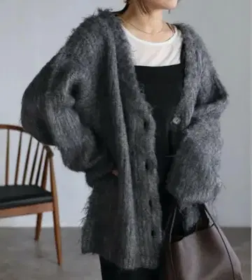 샤기 니트 오버 가디건