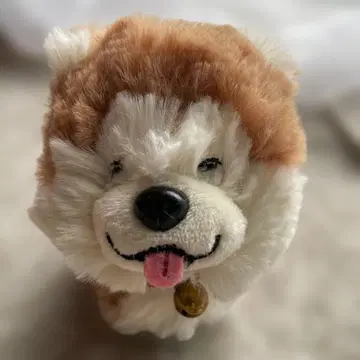 아키타견 봉제 인형 스트랩 브라운과 화이트