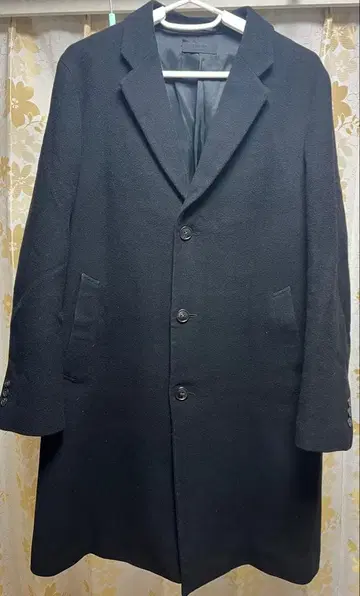 블랙 체스터 코트 유니클로 M 사이즈 울, 캐시미어