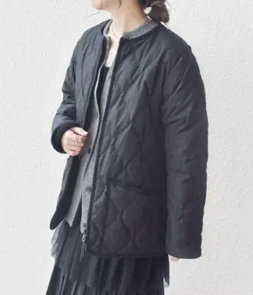 SHIPS any TAION 블랙 퀼팅 다운 자켓
