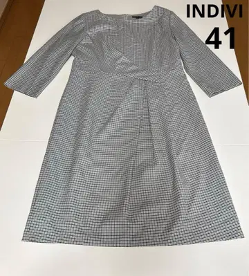 INDIVI 인디비 깔끔한 체크 무늬 원피스